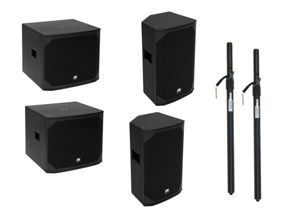 Omnitronic PA AZX Set aktivních reproduktorů a subwooferů s distančními trubkami