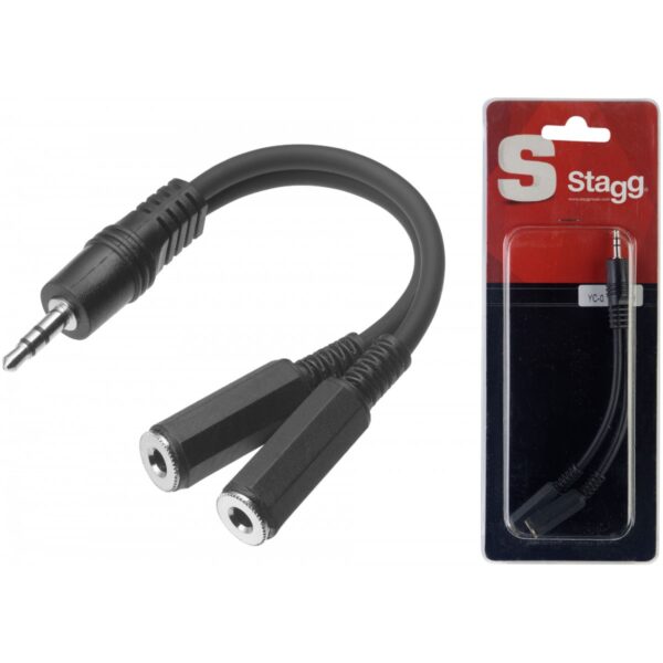 Stagg YC-0,1/1J2JFH, redukce 1x Jack 3,5 mm samec – 2x Jack 3,5 mm samice - Image 2