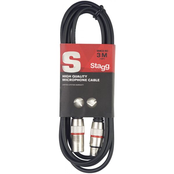 Stagg SMC3 RD, mikrofonní kabel XLR/XLR, 3m, červené kroužky - Obrázek 2