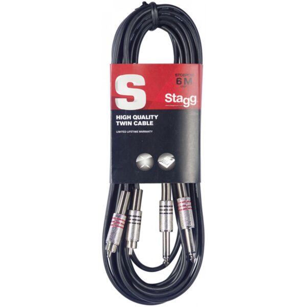 Stagg STC6PCM, kabel 2x JACK/2x RCA, 6m - Obrázek 2