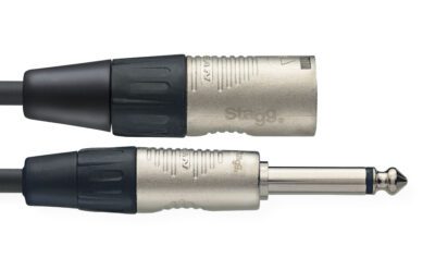 Stagg NAC1PXMR, XLR samec - Jack 6,3 mm samec mono, délka 1 m