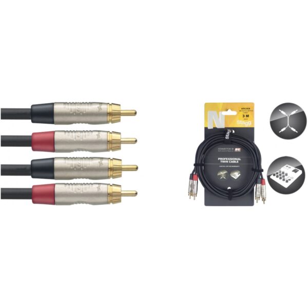 Stagg NTC060CR, kabel dvojitý RCA/RCA, 0,6m - Image 2