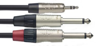 Stagg NYC2/MPS2PR, kabel 2x mono JACK/1 x stereo mini JACK, 2m