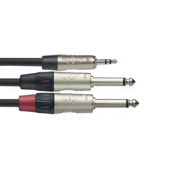 Stagg NYC2/MPS2PR, kabel 2x mono JACK/1 x stereo mini JACK, 2m - Image 2