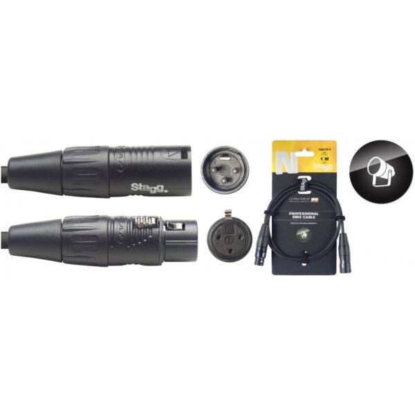 Stagg NDX1R-3, DMX kabel, 3pin XLR, 110 Ohm, délka 1m - Image 2