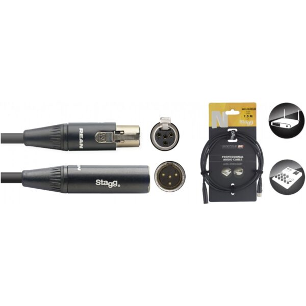 Stagg NAC1.5MX4FMX4MR, linkový kabel mini XLR 4-pin samec/mini XLR 4-pin samice, 1,5m - Image 2