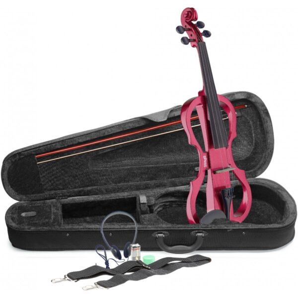 Stagg EVN X-4/4 MRD, elektrické housle s pouzdrem a sluchátky, červená metalíza - Image 2