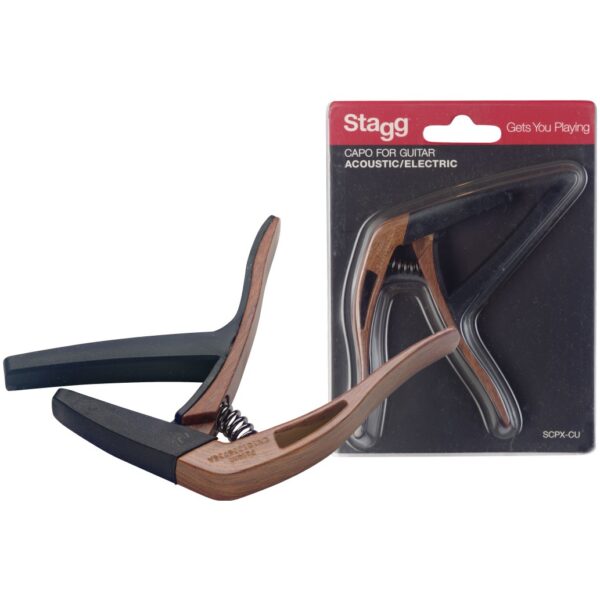 Stagg SCPX-CU DKWOOD, kapodastr pro akustickou/elektrickou kytaru, tmavé dřevo - Image 2