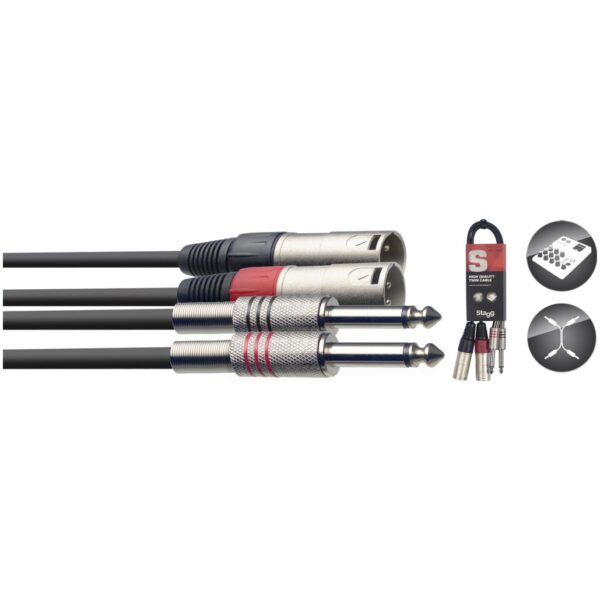 Stagg STC3PXM, kabel dvojitý 2x JACK/2x XLR zástrčka, 3 m - Image 2