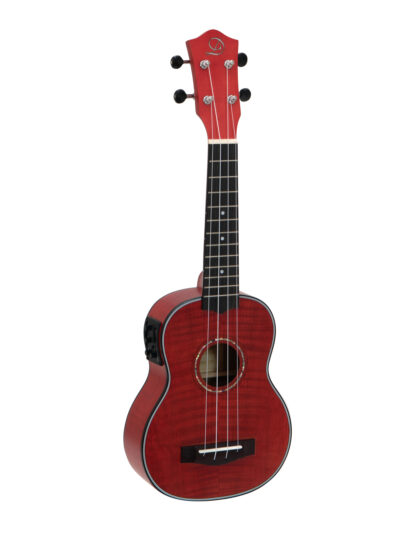 Dimavery UK-100, elektroakustické sopránové ukulele, červené