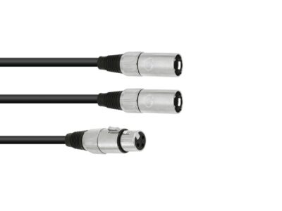 Kabel adaptér XLR samice / 2x XLR samec, délka 1 m,  černý