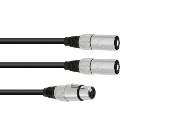 Kabel adaptér XLR samice / 2x XLR samec, délka 1 m,  černý