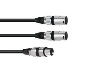 OMNITRONIC adaptérový kabel XLR(F)/2xXLR(M) 1,5m bk