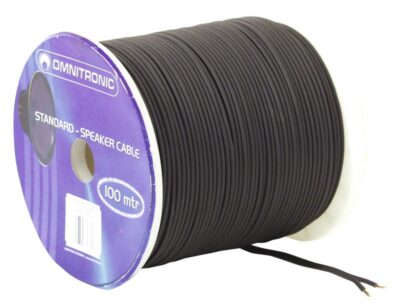 Kabel reproduktorový, 2x 1,5qmm, plochý černý, cena / m