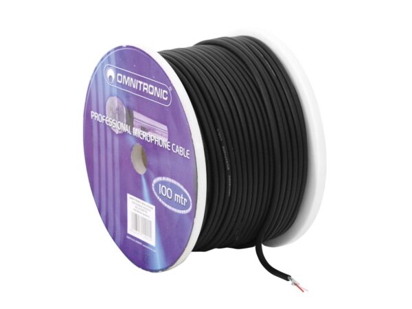 Omnitronic mikrofonní kabel 2x 0,22 mm stíněný, černý, cívka 100 m, cena/m