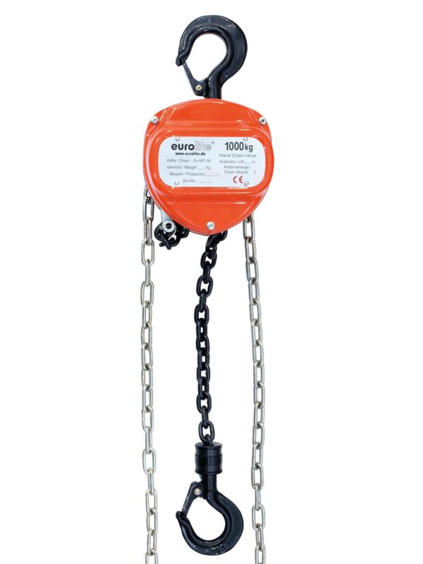 Eurolite řetězový zdvihák 6m/1000kg, oranžový