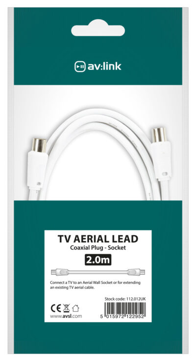 AV:link kabel koaxiální samec - samice, 2m