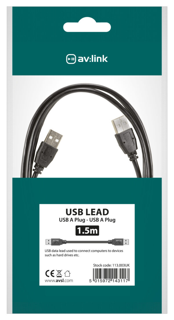 AV:link kabel USB 2.0, 1x typ A samec - 1x typ A samec, 1.5m