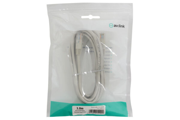 AV:link kabel U/UTP 1x RJ45 samec - 1x RJ45 samec, šedý, 3m
