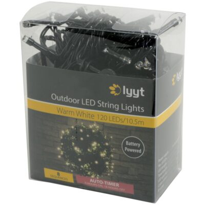 Lyyt BLS120WW světelný řetěz na baterie s časovačem, 120x LED teplá bílá