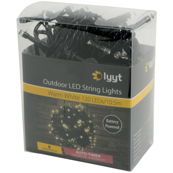 Lyyt BLS120WW světelný řetěz na baterie s časovačem, 120x LED teplá bílá