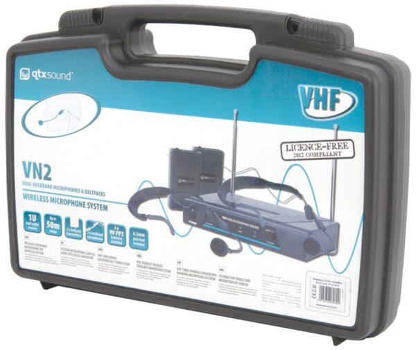 QTX VN2, 2-kanálový bezdrátový mikrofonní set 173,8 MHz / 174,8 MHz - Image 2
