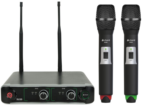 Chord NU2-H duální UHF ruční bezdrátový mikrofonní systém, 863.42+864.3