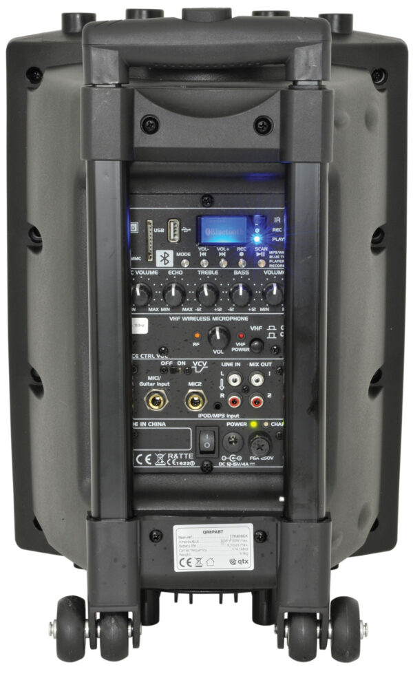 QTX QR8PABT, mobilní 8" zvukový systém MP3/SD/USB/BT/VHF, 50W - Image 2