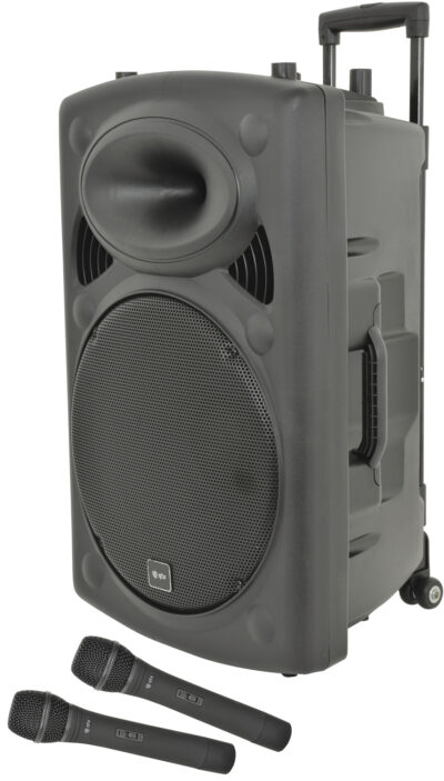 QTX QR15PABT, mobilní 15" zvukový systém MP3/BT/SD/USB/2x VHF