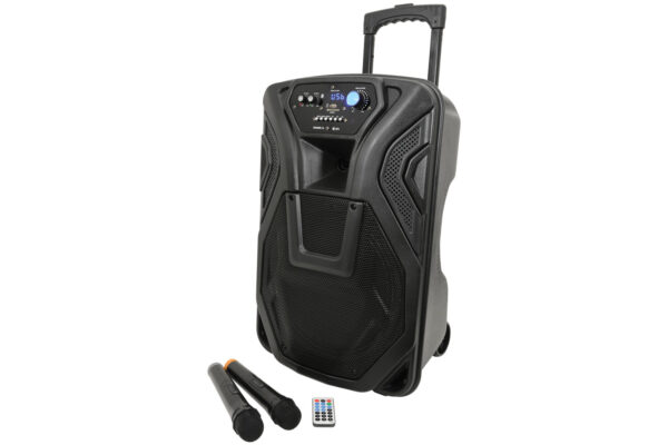 QTX BUSKER-12, mobilní 12" zvukový systém USB/SD/FM/BT/2x VHF, 80W