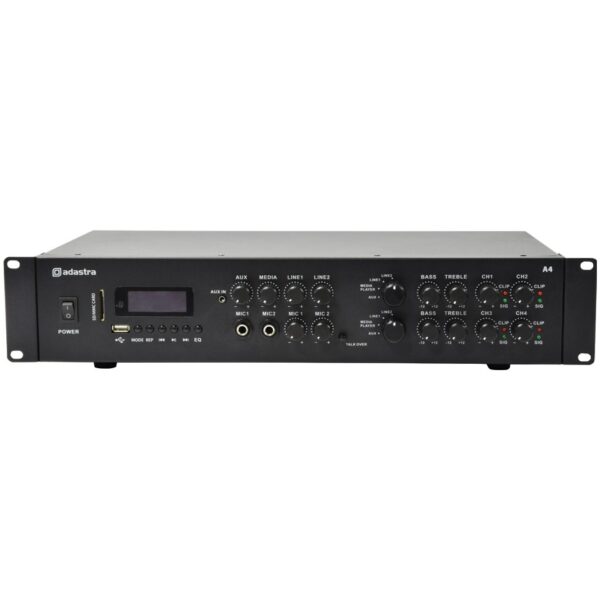 Adastra A4, duální stereo PA zesilovač, MP3/SD/USB/BT/FM, 4x 200W