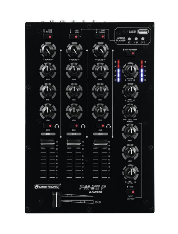 Omnitronic PM-311P, 3-kanálový mixážní pult s MP3 přehrávačem - Image 2