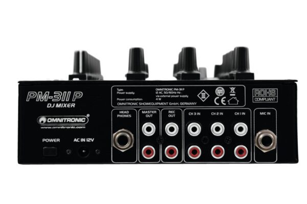 Omnitronic PM-311P, 3-kanálový mixážní pult s MP3 přehrávačem - Image 3
