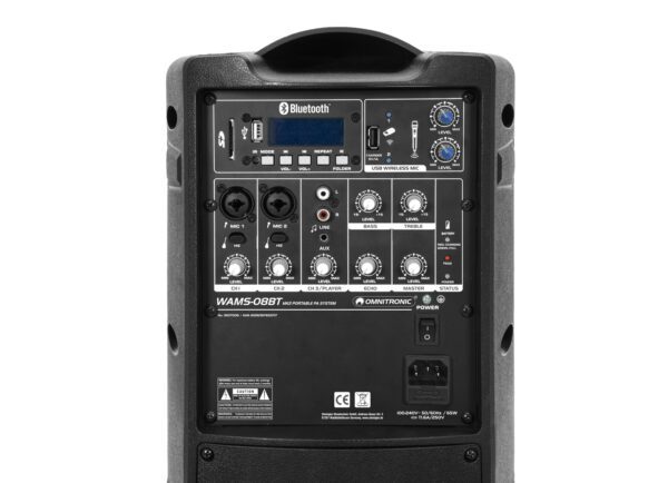 Omnitronic WAMS-08BT MK2, mobilní 8" zvukový systém, MP3/SD/USB/BT - Image 3
