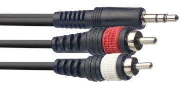 Stagg SYC1/MPS2CM E, kabel mini stereo JACK/2x RCA, 1m
