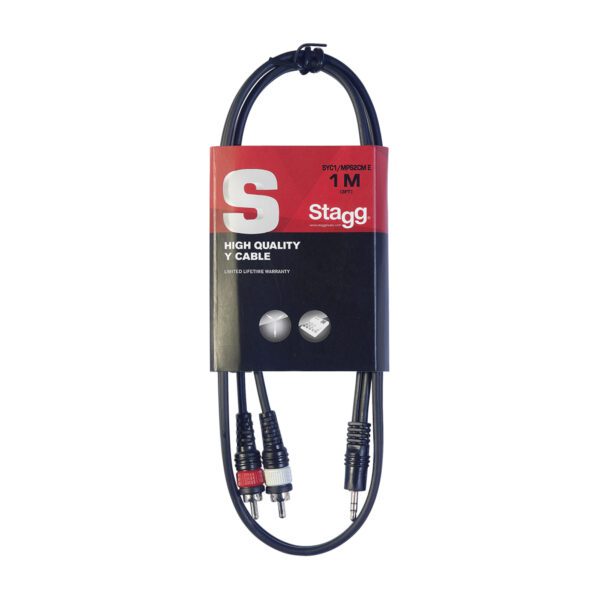 Stagg SYC1/MPS2CM E, kabel mini stereo JACK/2x RCA, 1m - Image 3
