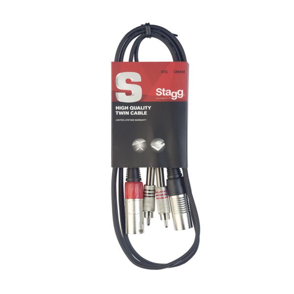 Stagg STC060CMXM, propojovací kabel 2x XLR zástrčka - 2x RCA zástrčka, 60cm - Image 8