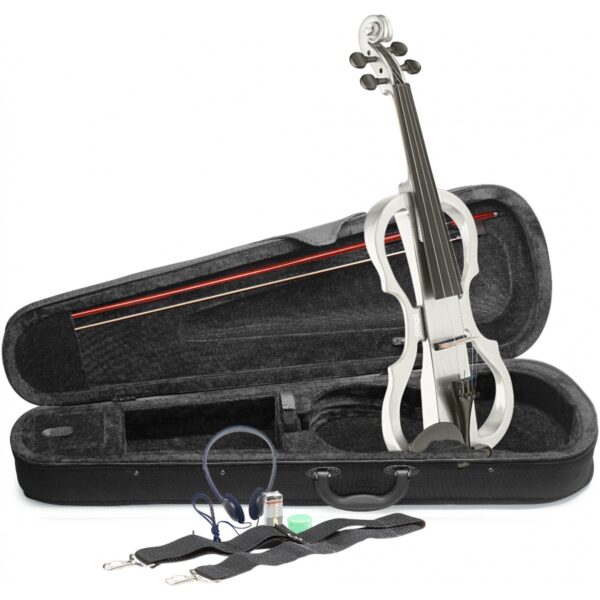 Stagg EVN X-4/4 WH, elektrické housle s pouzdrem a sluchátky, bílé - Image 3