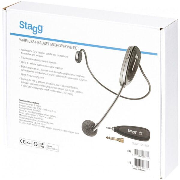 Stagg SUW 12H-BK, bezdrátový náhlavní mikrofonní set 2,4 GHz UHF - Image 4