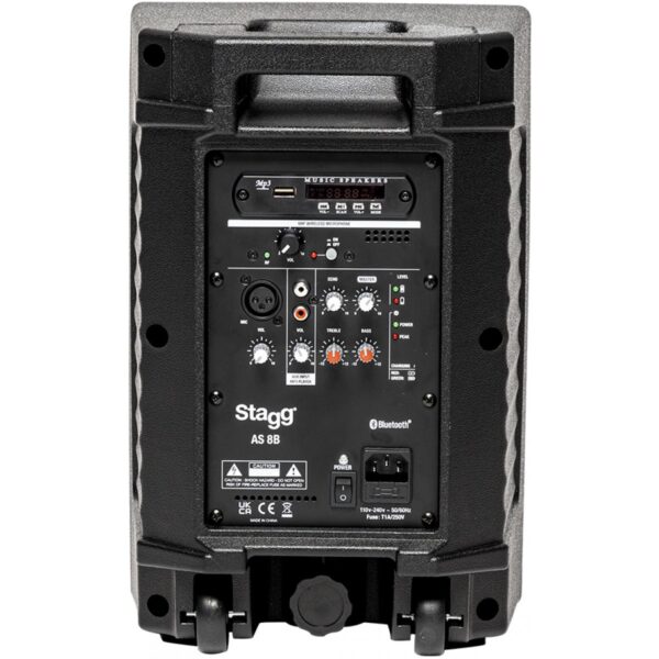 Stagg AS8B, aktivní 8" bateriový reprobox MP3/BT/USB, 1x UHF, 125W - Image 4
