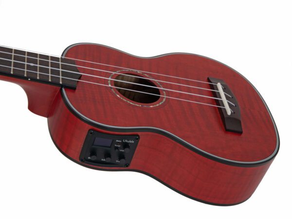 Dimavery UK-100, elektroakustické sopránové ukulele, červené - Image 3