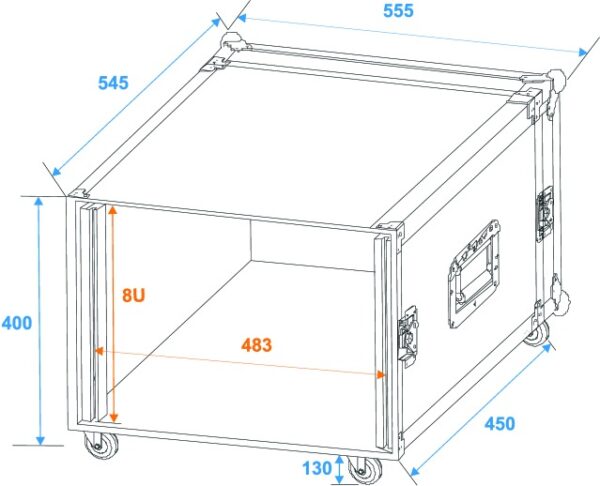 Rack Profi 8HE, hloubka 45cm, s kolečky, 9mm - Image 4