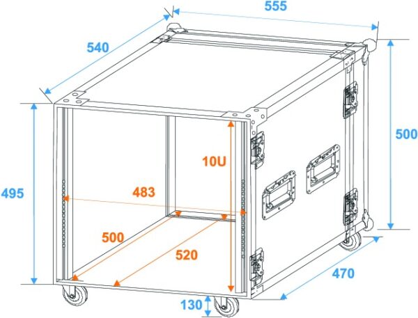 Rack Profi 10HE, hloubka 45cm, s kolečky, 9mm - Obrázek 3