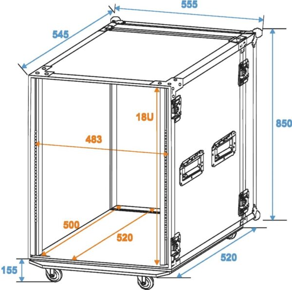 Rack Profi 18HE, hloubka 45cm, s kolečky, 9mm - Obrázek 6