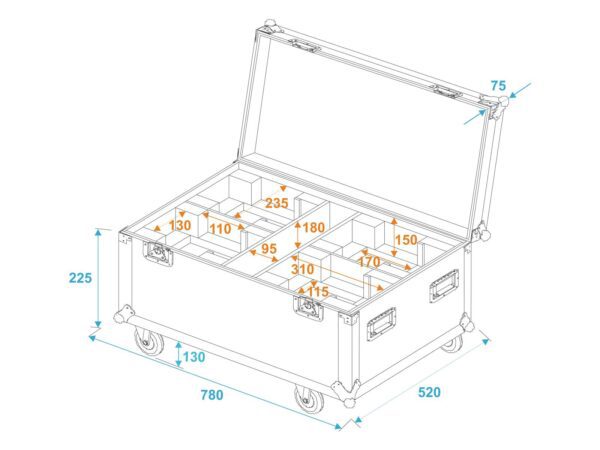Roadinger Flightcase 4x THA-40 PC with wheels - Image 6