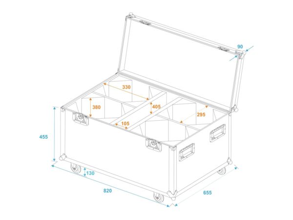 Roadinger Flightcase pro 4x LED THA-100F/THA-120PC na kolečkách - Image 5