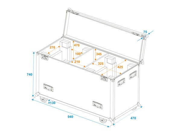 Roadinger Transportní Case pro 2x LED DMH-300, otočná hlavice - Obrázek 7
