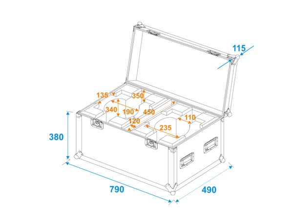 Roadinger Transportní Case pro 2x LED Eurolite LED TMH-X7,  otočná hlavice - Obrázek 5