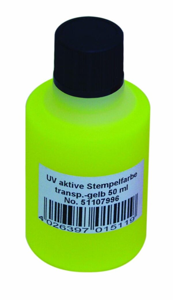 Eurolite UV aktivní razítkovací barva, transparentní žlutá, 50ml - Image 2