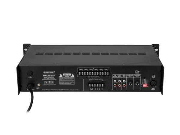 Omnitronic MAVZ-60.6P, 100V 6-zónový mixážní zesilovač, MP3/USB/SD/BT, 60W - Image 3